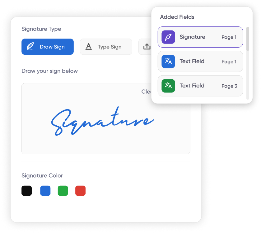 Mobile signing interface