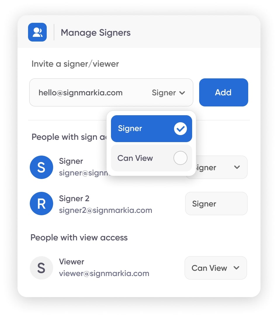 Manage signers